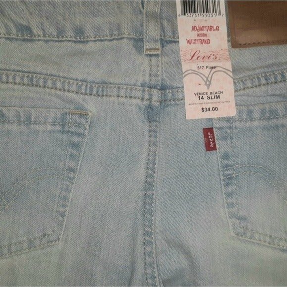 Girls LEVIS 517 Slim Stretch Flare Denim Jeans Size 14 Slim NWT Adjustable - Picture 5 of 15